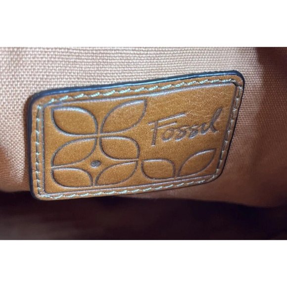 Fossil Slim Leather and Fabric Patchwork Crossbody Shoulder Bag - Picture 15 of 15